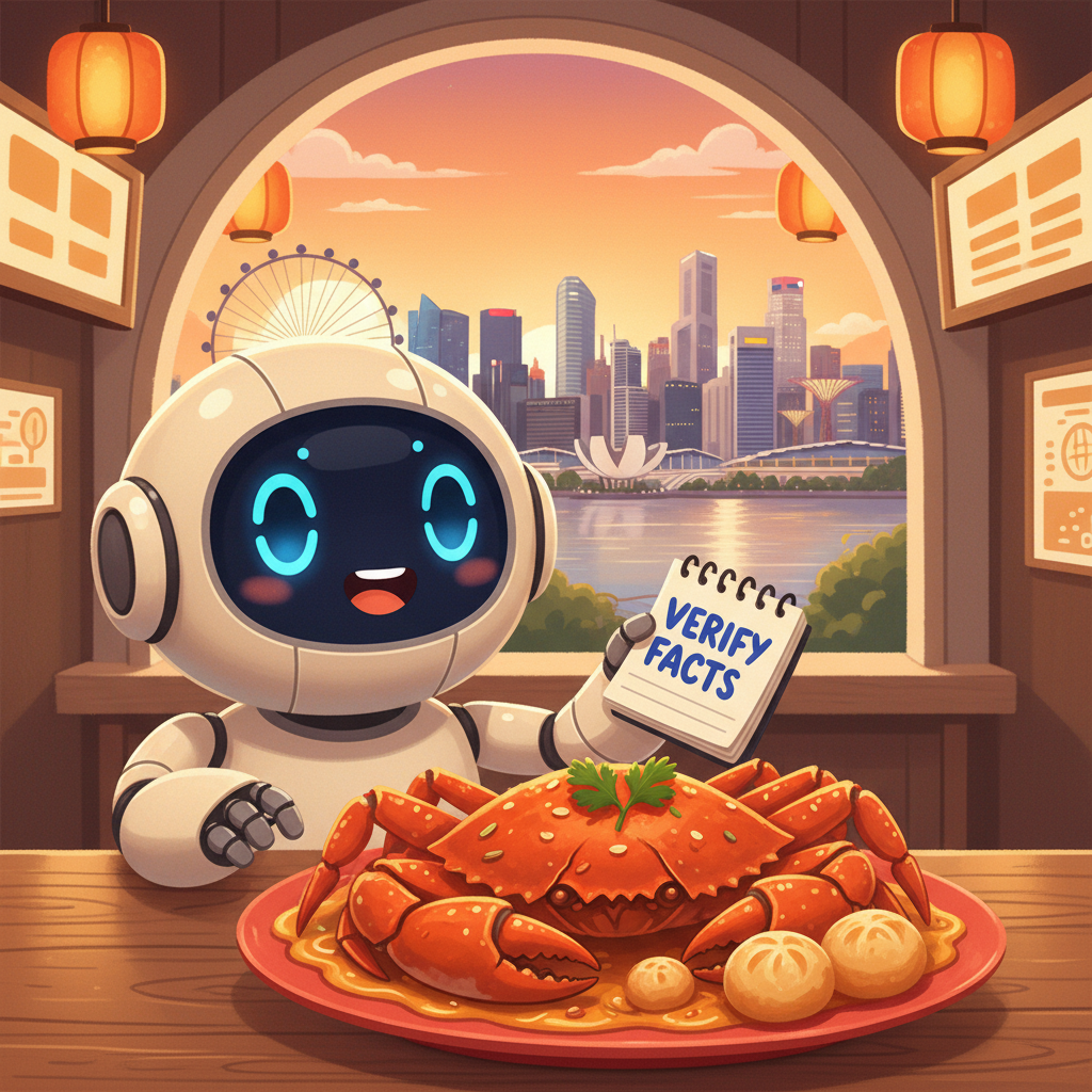 AI assistant robot at a Singapore restaurant with chili crab