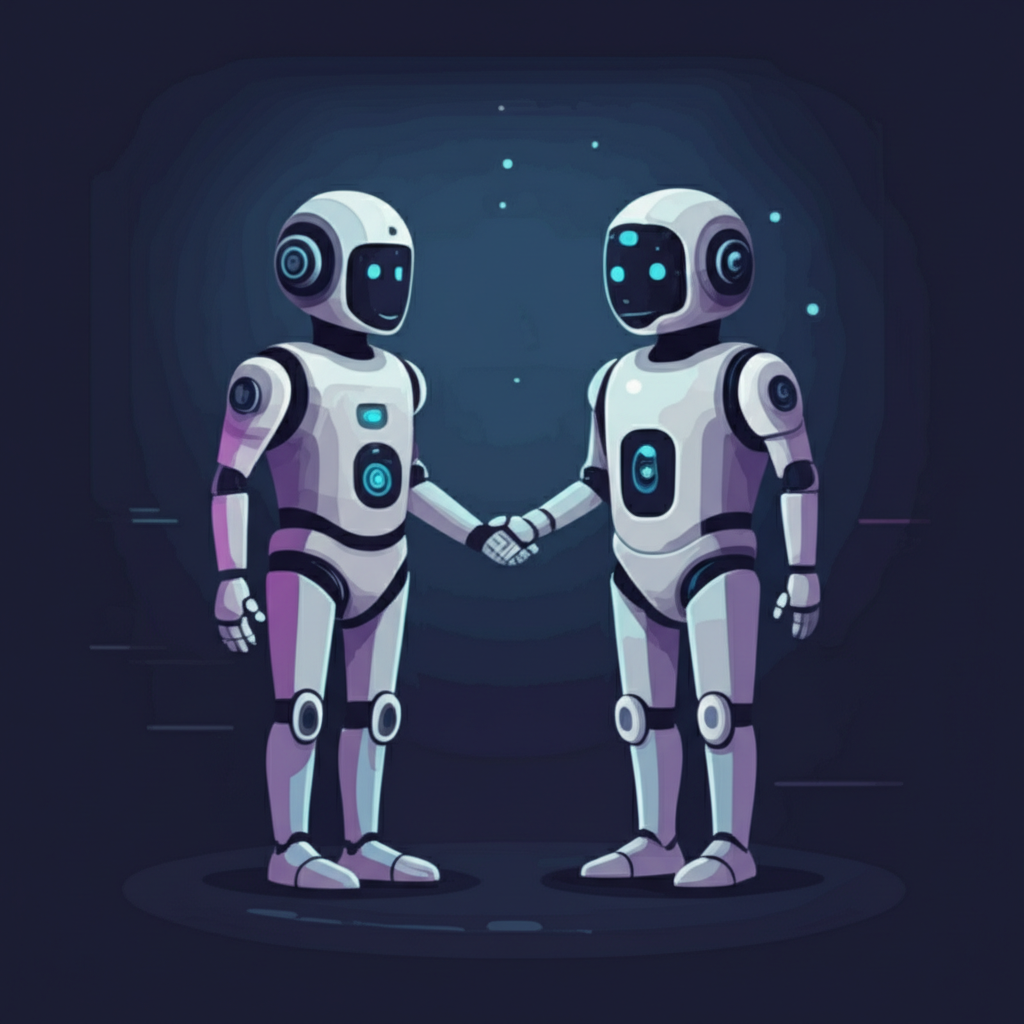 Two AI robots meeting